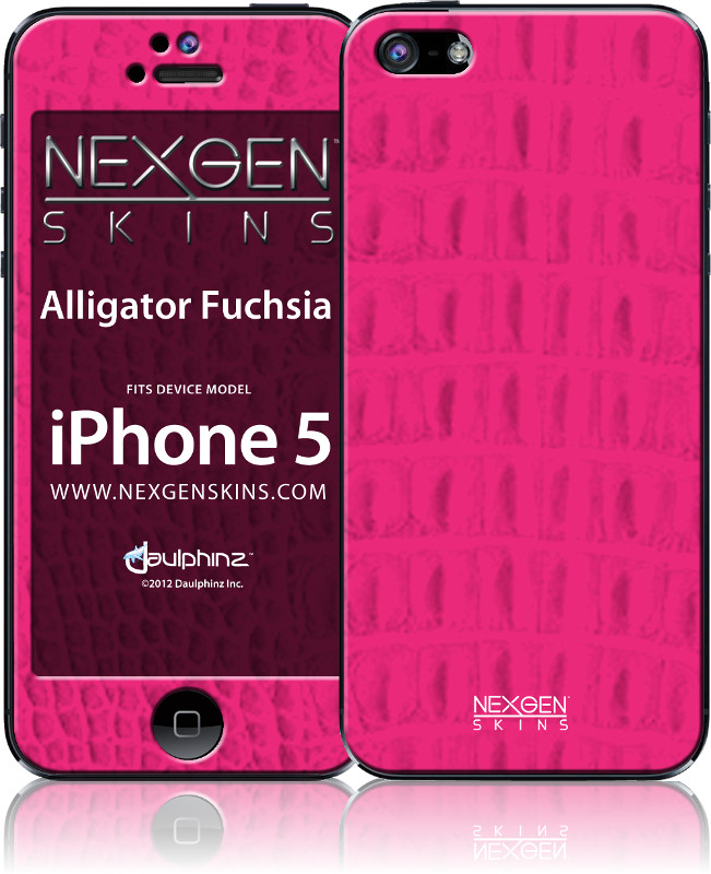 Nexgen Skins - Zestaw skórek na obudowę z efektem 3D iPhone SE (2016) / iPhone 5s / iPhone 5 (Alligator Fuchsia 3D)