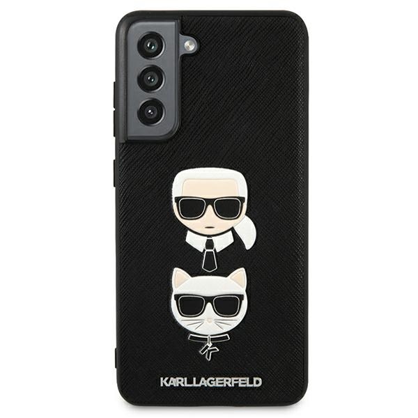 Karl Lagerfeld Saffiano Karl & Choupette Heads - Etui Samsung Galaxy S21 FE (czarny)