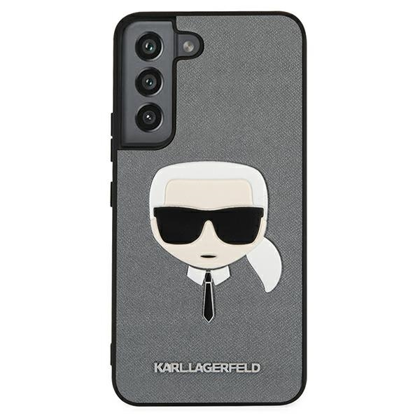 Karl Lagerfeld Saffiano Ikonik Karl`s Head - Etui Samsung Galaxy S22+ (srebrny)
