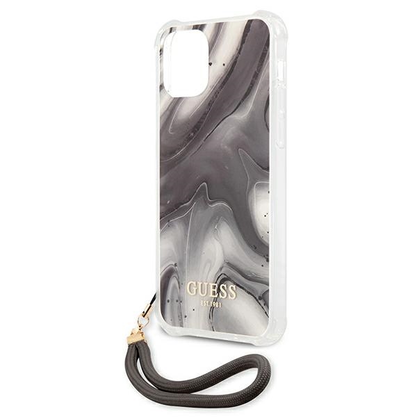 Guess Marble with cord - Etui iPhone 12 / iPhone 12 Pro (szary)