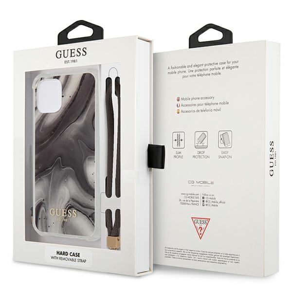Guess Marble with cord - Etui iPhone 12 / iPhone 12 Pro (szary)