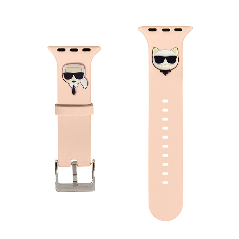 Karl Lagerfeld Silicone Karl & Choupette Heads – Pasek do Apple Watch 42/44/45 mm (różowy)