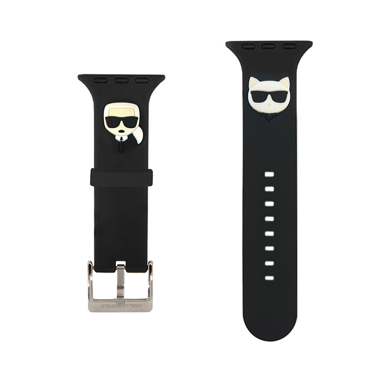 Karl Lagerfeld Silicone Karl & Choupette Heads – Pasek do Apple Watch 38/40/41 mm (czarny)