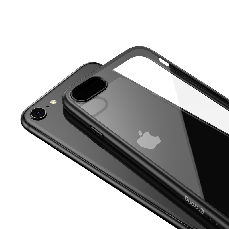 Crong Clear Cover - Etui iPhone SE (2022/2020) / 8 / 7 (czarny)