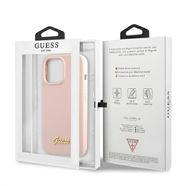 Guess Silicone Script MagSafe - Etui iPhone 13 Pro Max (różowy)