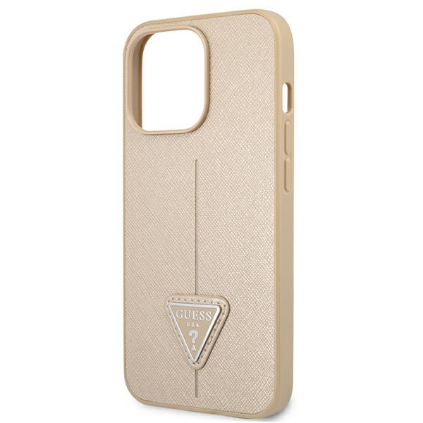 Guess Saffiano Triangle Logo Case – Etui iPhone 13 Pro (beżowy)