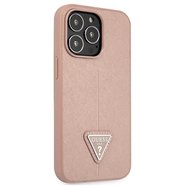 Guess Saffiano Triangle Logo Case – Etui iPhone 13 Pro (różowy)