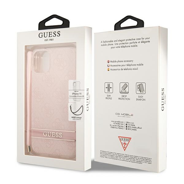 Guess 4G Print Cord - Etui ze smyczką iPhone 11 (Pink)