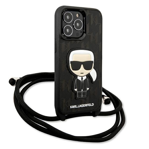 Karl Lagerfeld Monogram Leather Patch and Cord Iconik - Etui iPhone 13 Pro Max