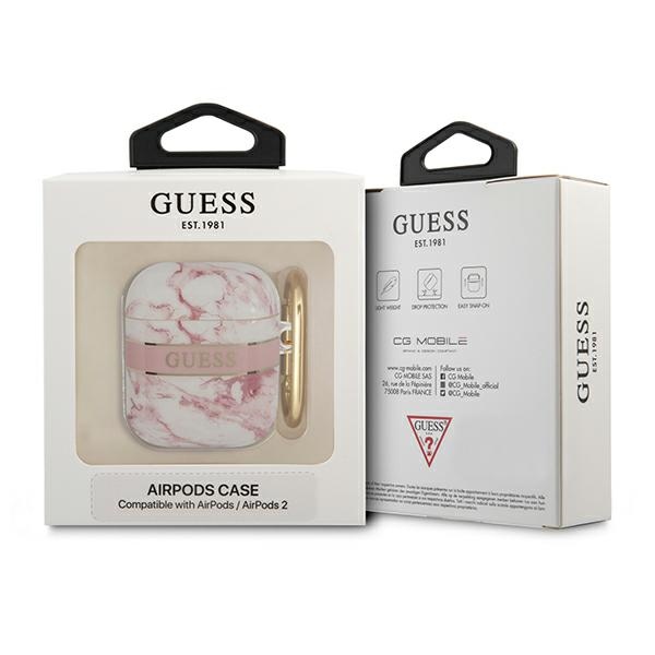 Guess Marble Strap - Etui Airpods 1/2 gen (Pink)