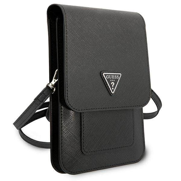 Guess Wallet Saffiano Triangle Logo Phone Bag – Torba na smartfona i akcesoria (Black)