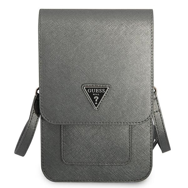 Guess Wallet Saffiano Triangle Logo Phone Bag – Torba na smartfona i akcesoria (Grey)