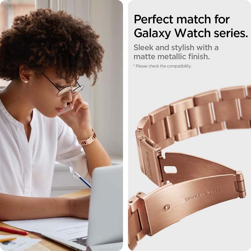 Spigen Modern Fit Band - Bransoleta do Samsung Galaxy Watch 4 / 5 / 5 Pro / 6 (Różowe złoto)