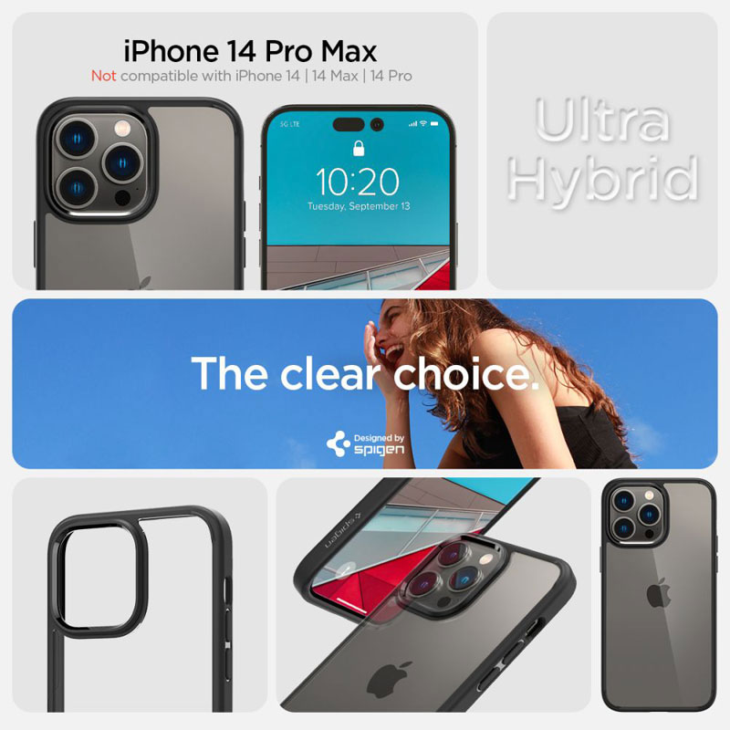 Spigen Ultra Hybrid -  Etui do iPhone 14 Pro Max (Czarny)