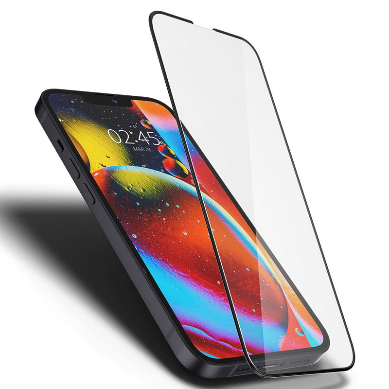 Spigen Glass FC - Szkło hartowane do iPhone 15 Plus / iPhone 14 Plus / iPhone 13 Pro Max (Czarna ramka)