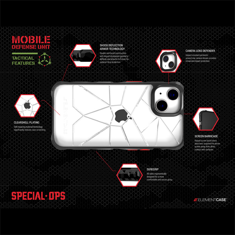Element Case Special Ops X5 - Pancerne etui iPhone 14 Plus (Mil-Spec Drop Protection) (Smoke/Black)