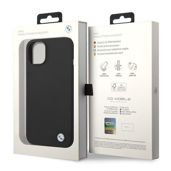 BMW Liquid Silicone Case Metal Logo – Etui iPhone 14 (Czarny)