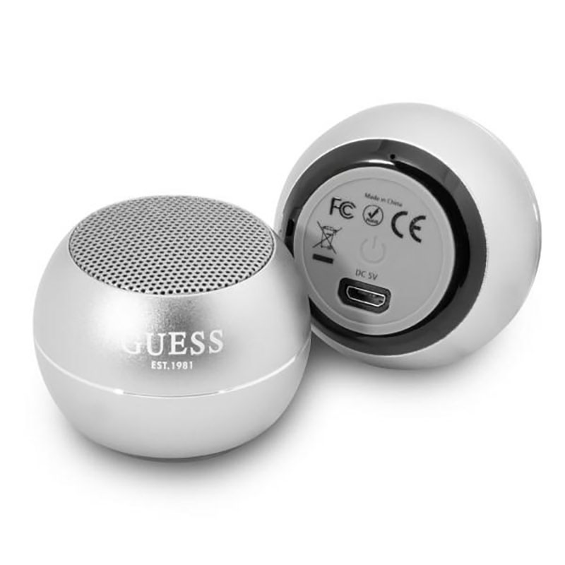 Guess Mini Bluetooth Speaker 3W 4H – Głośnik Bluetooth 5.0 (srebrny)