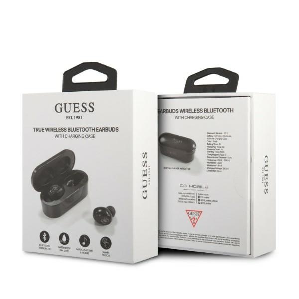 Guess True Wireless Earphones BT5.0 5H - Słuchawki TWS + etui ładujące (czarny)