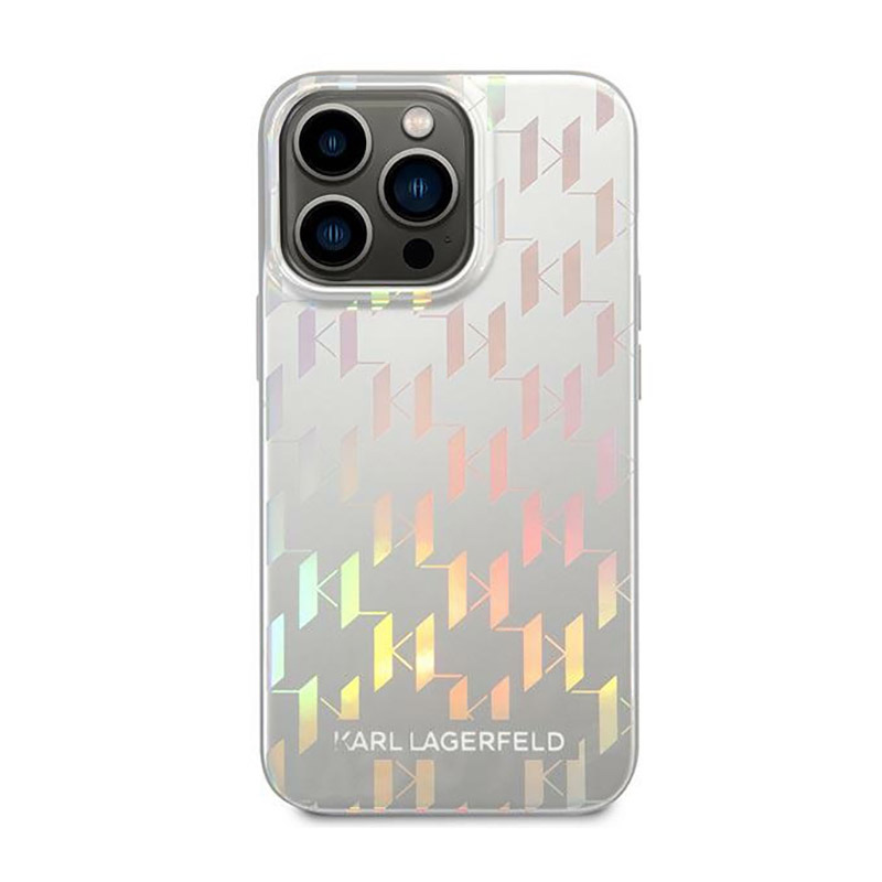 Karl Lagerfeld Monogram Iridescent - Etui iPhone 14 Pro Max (srebrny)
