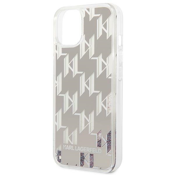 Karl Lagerfeld Monogram Liquid Glitter - Etui iPhone 14 Plus (srebrny)