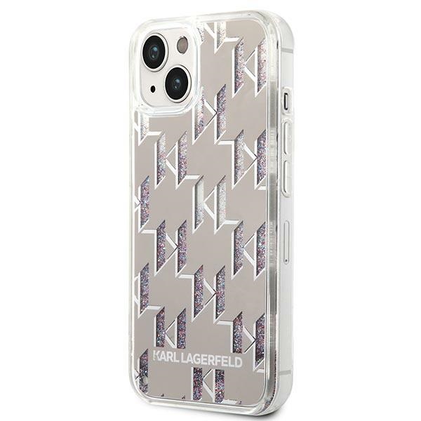 Karl Lagerfeld Monogram Liquid Glitter - Etui iPhone 14 (srebrny)