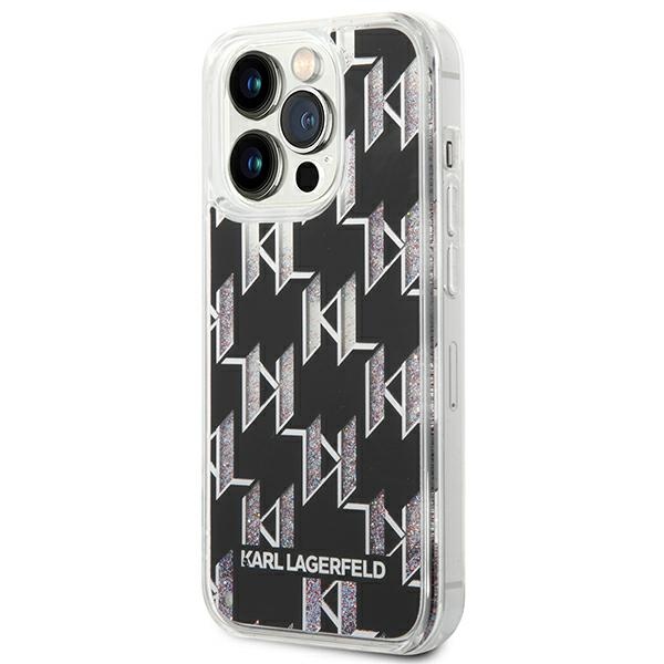 Karl Lagerfeld Monogram Liquid Glitter - Etui iPhone 14 Pro Max (czarny)
