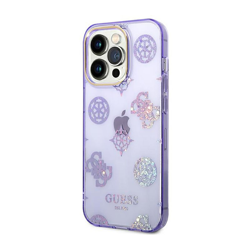 Guess Peony Glitter Case – Etui iPhone 14 Pro (Liliowy)