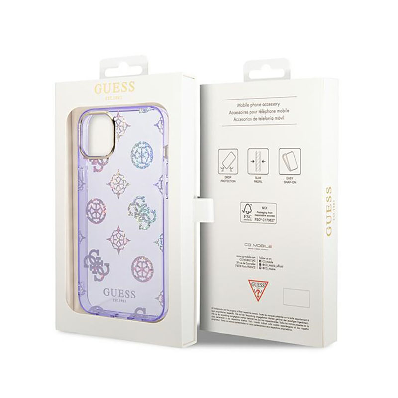 Guess Peony Glitter Case – Etui iPhone 14 Plus (Liliowy)