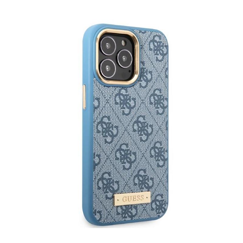 Guess 4G Logo Plate MagSafe - Etui iPhone 13 Pro (niebieski)