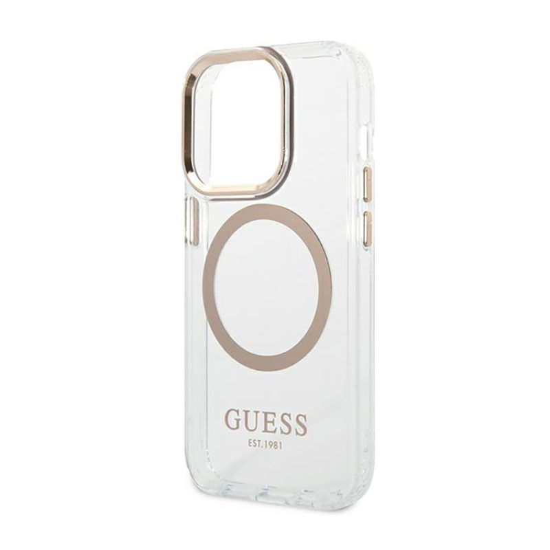 Guess Metal Outline Magsafe - Etui iPhone 14 Pro (przezroczysty / złoty)