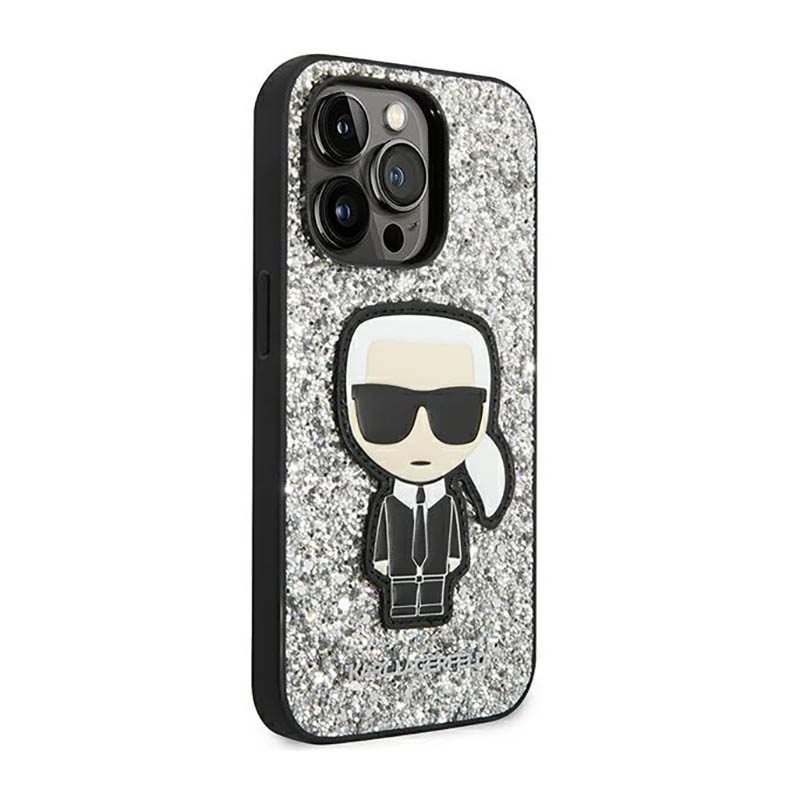 Karl Lagerfeld Glitter Flakes Ikonik - Etui iPhone 14 Pro (srebrny)