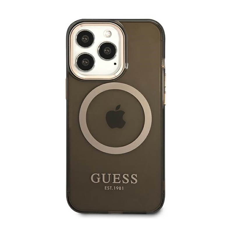Guess Gold Outline Translucent MagSafe - Etui iPhone 13 Pro (czarny)