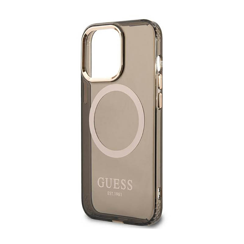 Guess Gold Outline Translucent MagSafe - Etui iPhone 13 Pro Max (czarny)