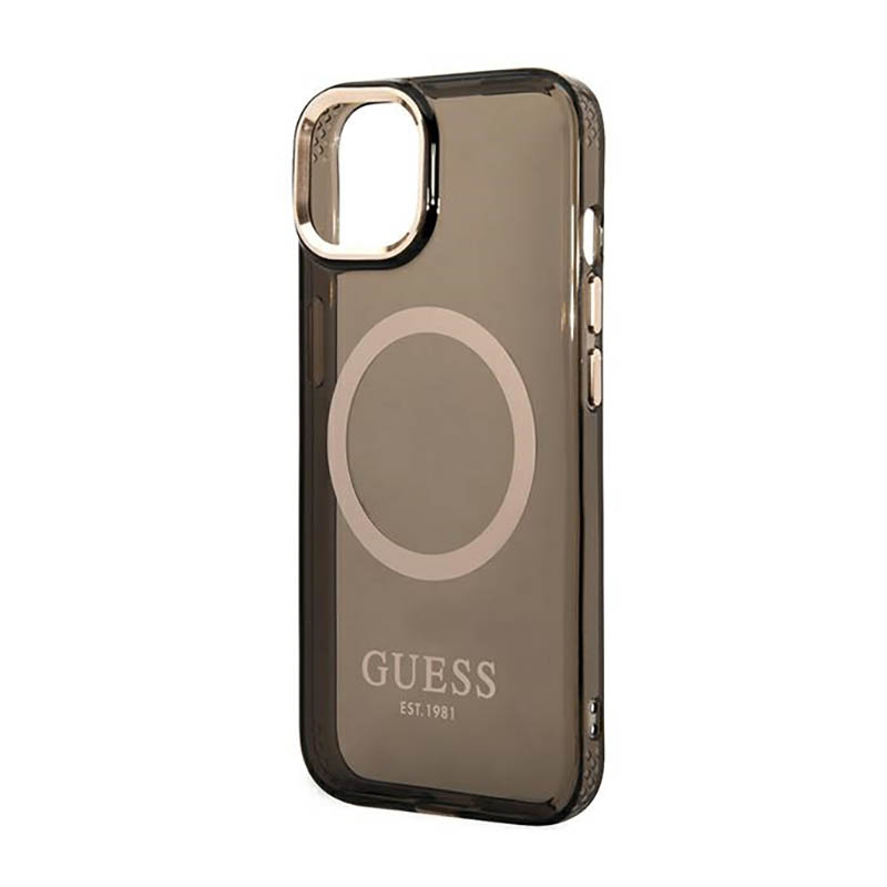 Guess Gold Outline Translucent MagSafe - Etui iPhone 14 Plus (czarny)