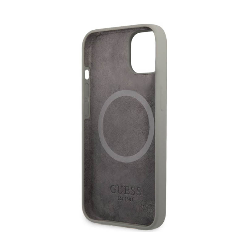 Guess Silicone Logo Plate MagSafe - Etui iPhone 13 (szary)