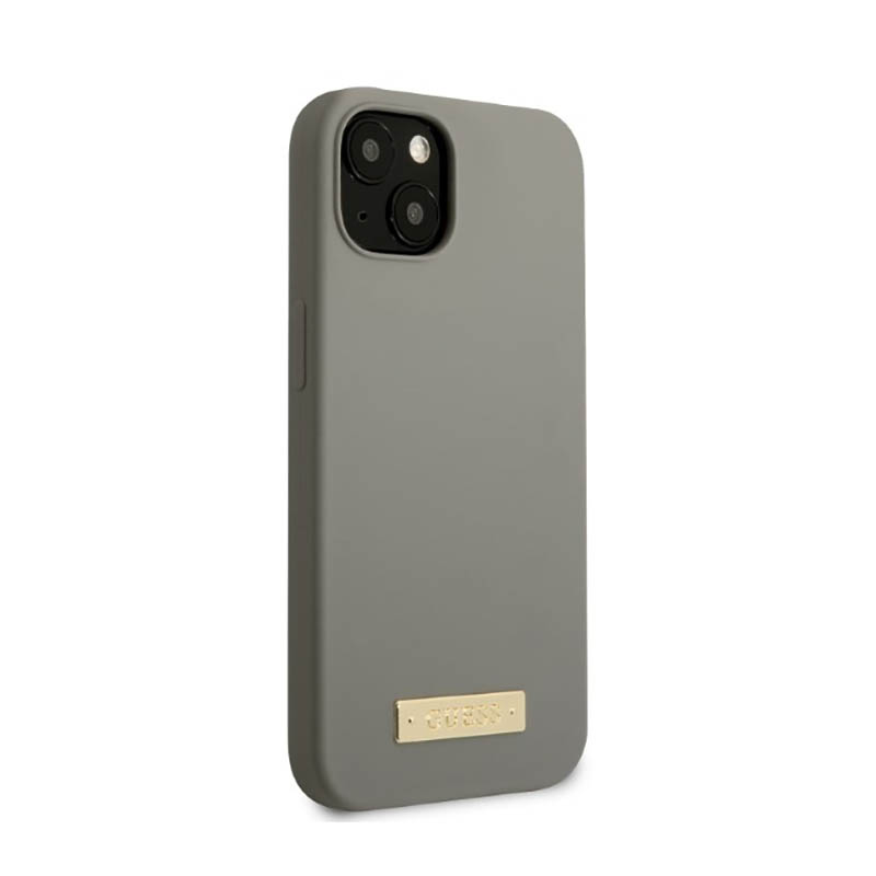 Guess Silicone Logo Plate MagSafe - Etui iPhone 13 Mini (szary)