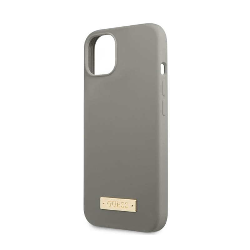 Guess Silicone Logo Plate MagSafe - Etui iPhone 13 Mini (szary)