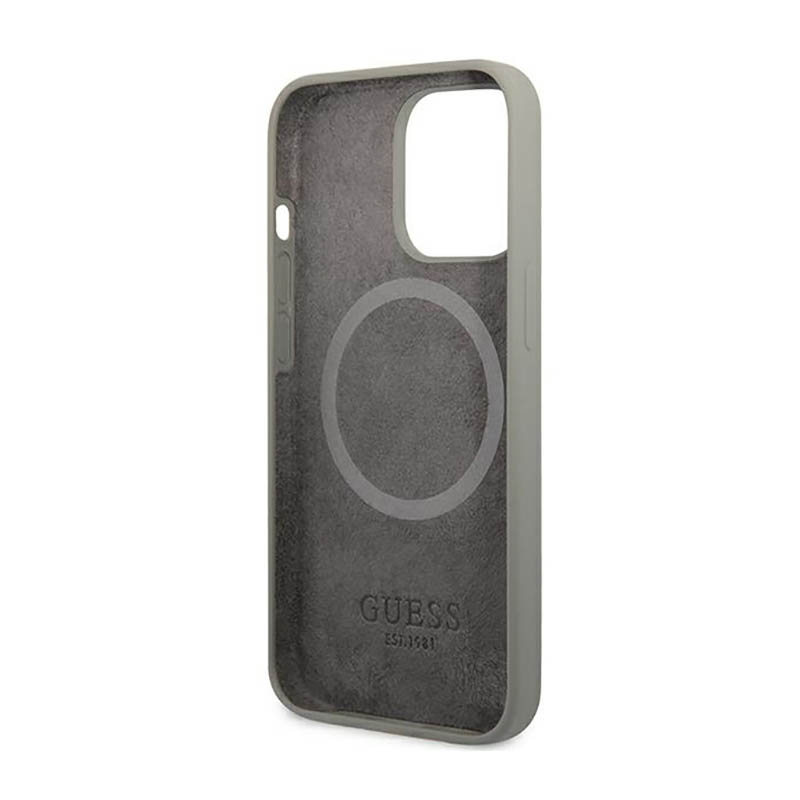Guess Silicone Logo Plate MagSafe - Etui iPhone 13 Pro Max (szary)