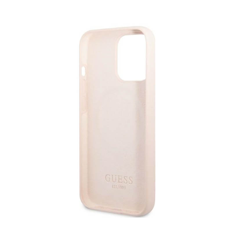 Guess Silicone Logo Plate MagSafe - Etui iPhone 13 Pro Max (różowy)