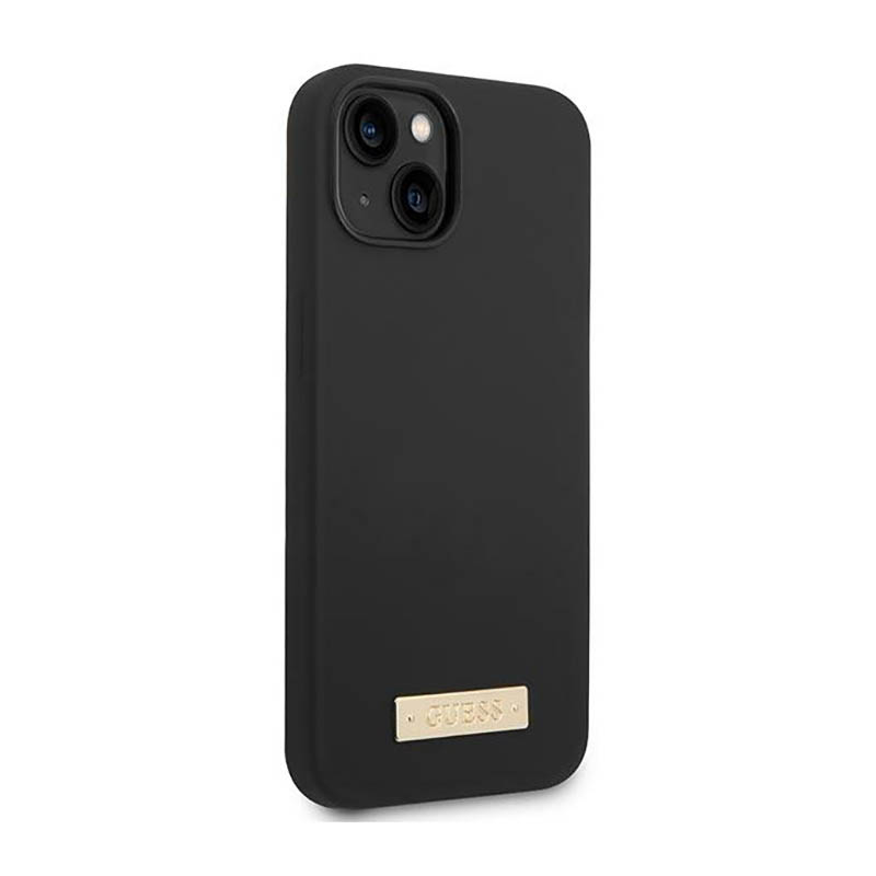 Guess Silicone Logo Plate MagSafe - Etui iPhone 14 (czarny)
