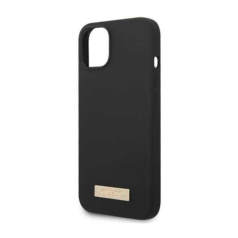 Guess Silicone Logo Plate MagSafe - Etui iPhone 14 (czarny)