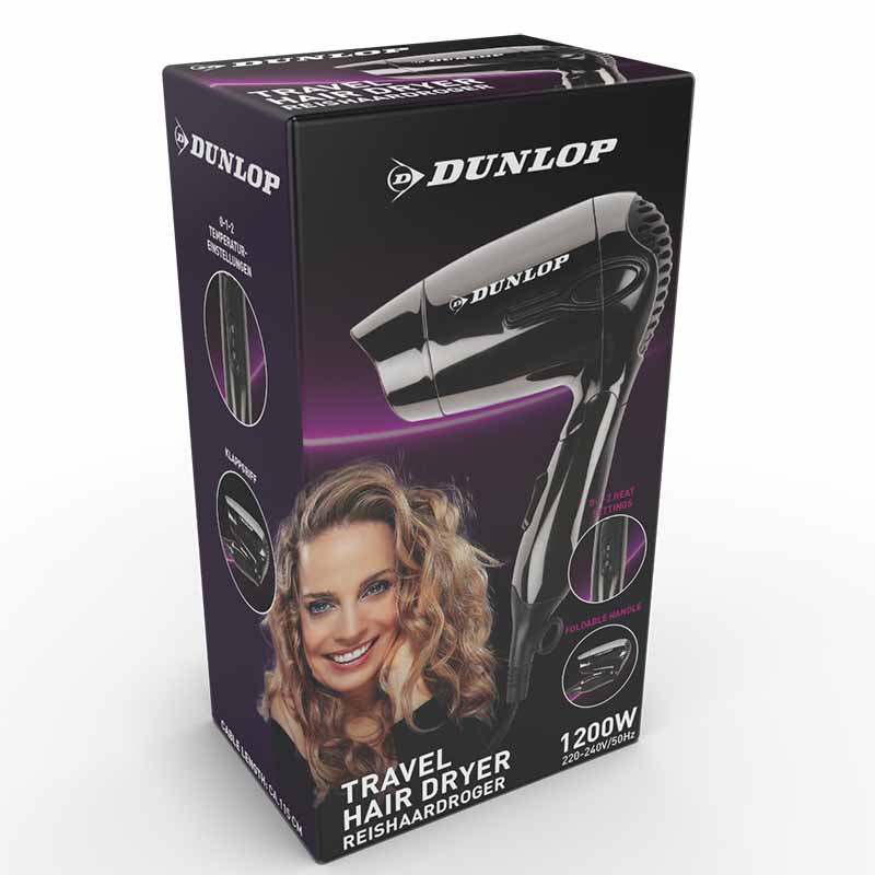 Dunlop - Suszarka turystyszna do włosów (czarny)