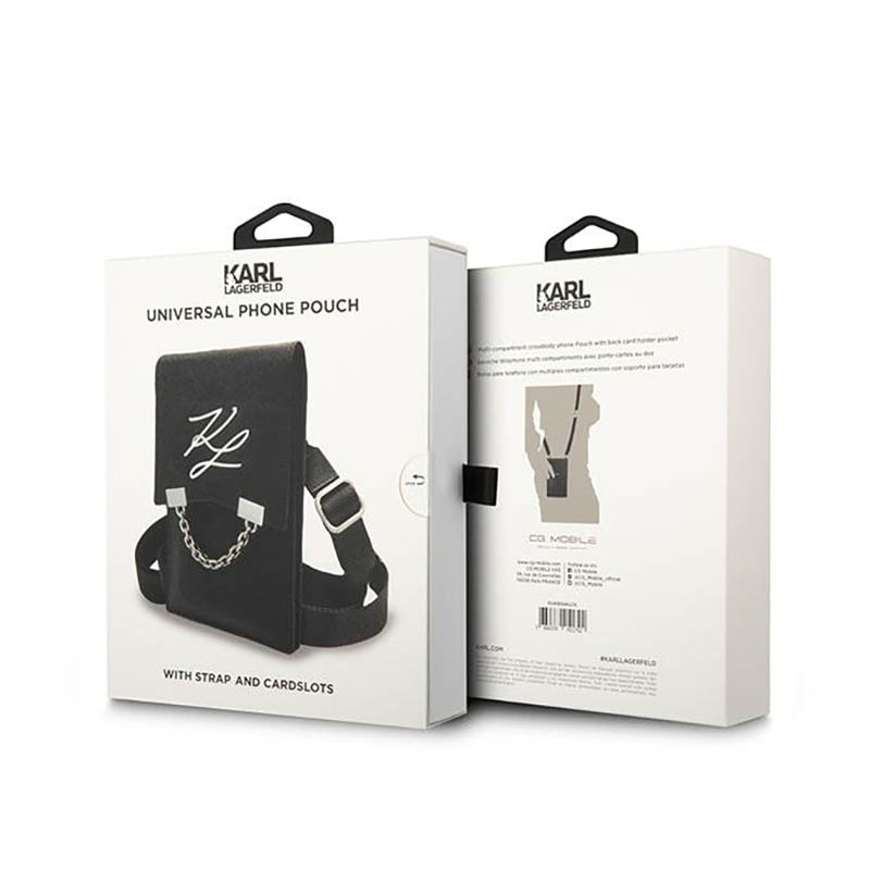 Karl Lagerfeld Autograph Chain Wallet Phone Bag - Torba na smartfona i akcesoria (czarny)