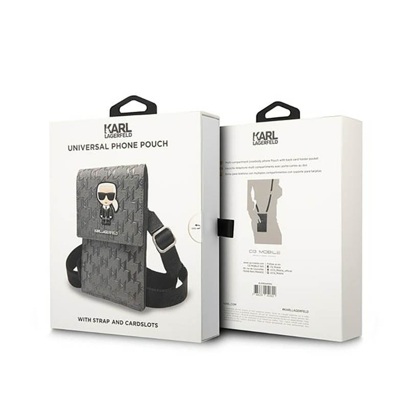 Karl Lagerfeld Monogram Ikonik Patch Wallet Phone Bag - Torba na smartfona i akcesoria (srebrny)