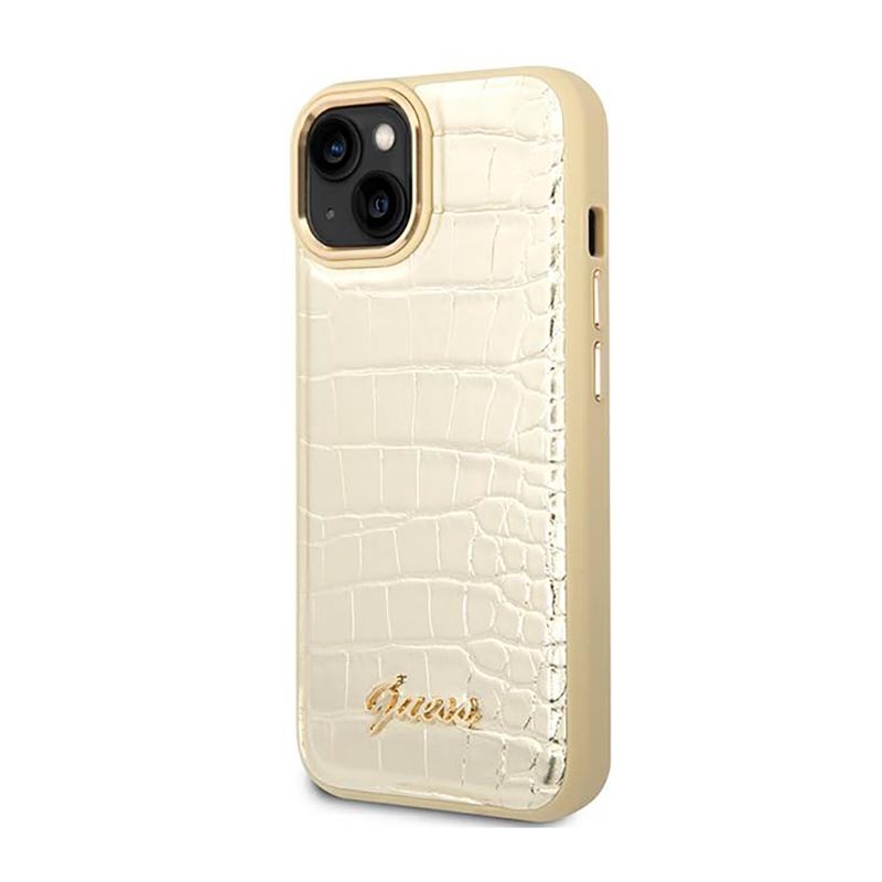 Guess Croco Collection – Etui iPhone 14 (złoty)
