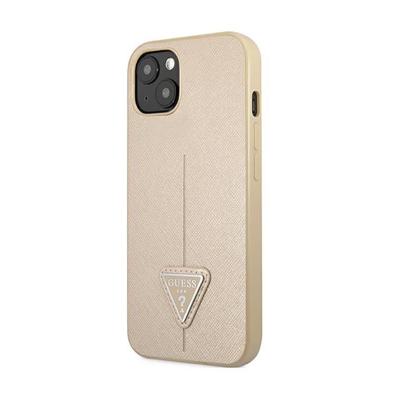Guess Saffiano Triangle Logo Case – Etui iPhone 13 mini (beżowy)