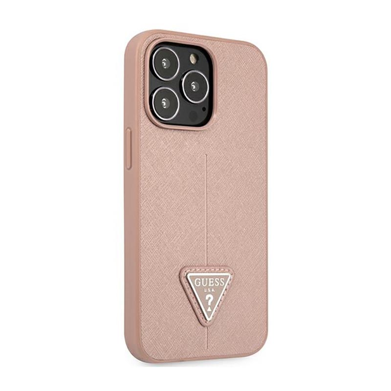 Guess Saffiano Triangle Logo Case – Etui iPhone 14 Pro (różowy)