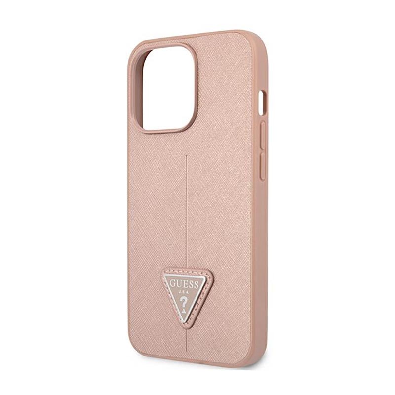 Guess Saffiano Triangle Logo Case – Etui iPhone 14 Pro Max (różowy)