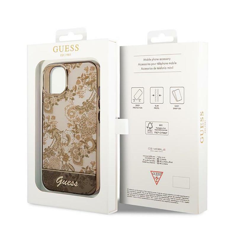 Guess Porcelain Collection - Etui iPhone 14 Plus (ochre)